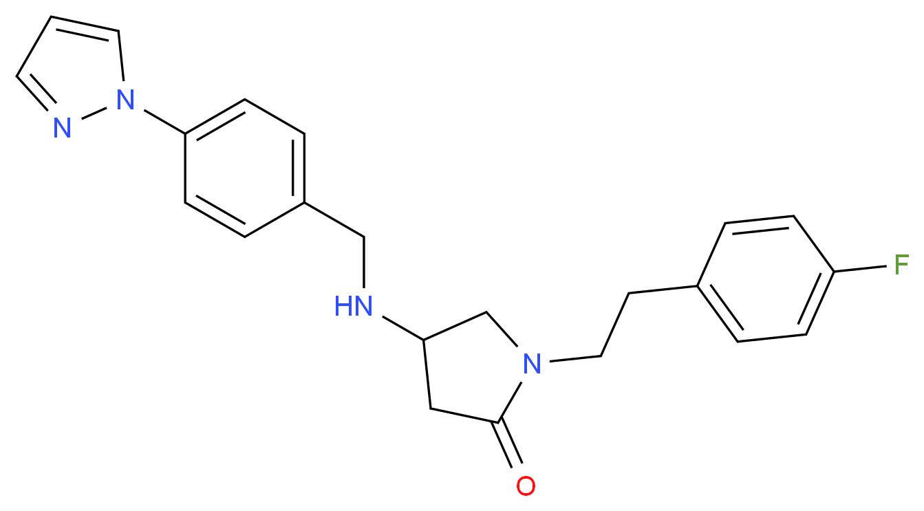 1-[2-(4-fluorophenyl)ethyl]-4-{[4-(1H-pyrazol-1-yl)benzyl]amino}-2-pyrrolidinone_分子结构_CAS_)