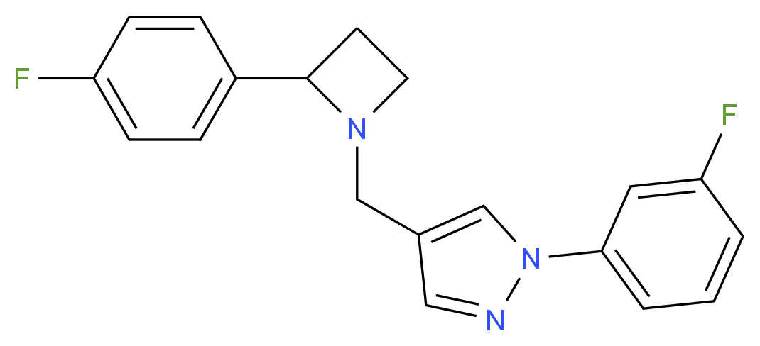 1-(3-fluorophenyl)-4-{[2-(4-fluorophenyl)azetidin-1-yl]methyl}-1H-pyrazole_分子结构_CAS_)