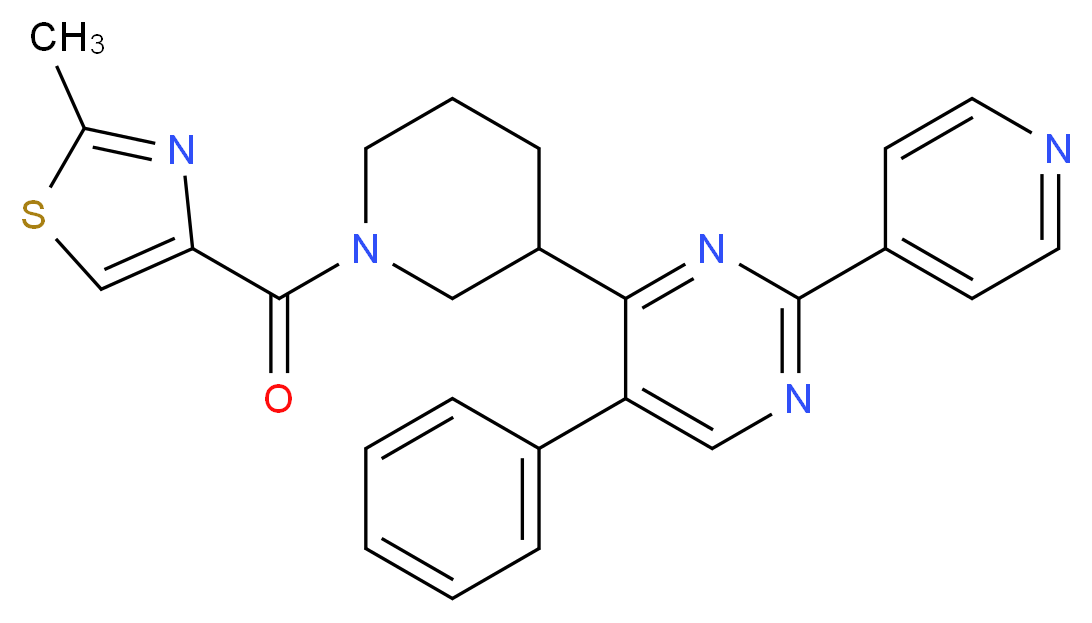 4-{1-[(2-methyl-1,3-thiazol-4-yl)carbonyl]-3-piperidinyl}-5-phenyl-2-(4-pyridinyl)pyrimidine_分子结构_CAS_)