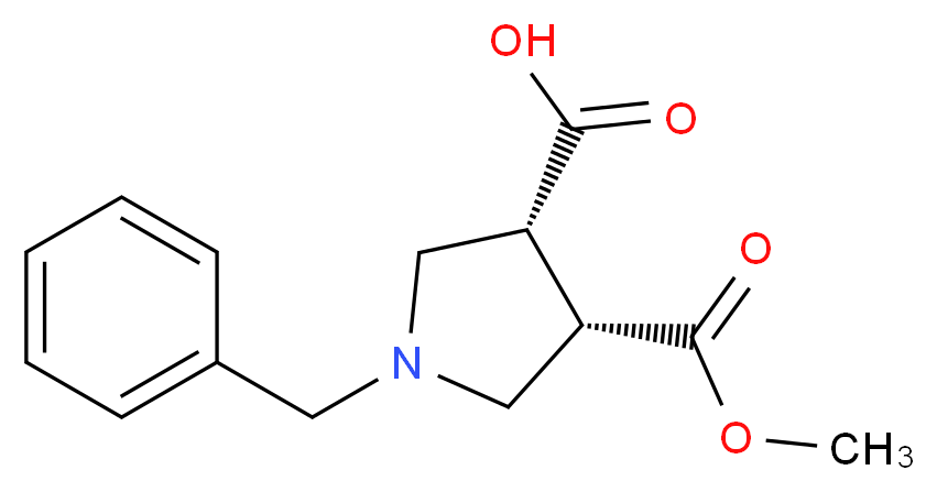 (3R,4S)-1-benzyl-4-(methoxycarbonyl)pyrrolidine-3-carboxylic acid_分子结构_CAS_474317-64-1