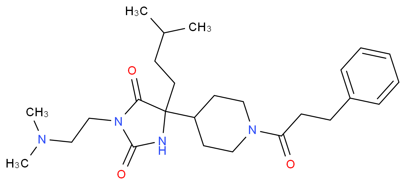 3-[2-(dimethylamino)ethyl]-5-(3-methylbutyl)-5-[1-(3-phenylpropanoyl)-4-piperidinyl]-2,4-imidazolidinedione_分子结构_CAS_)