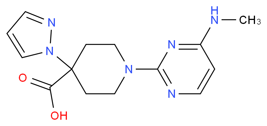 1-[4-(methylamino)pyrimidin-2-yl]-4-(1H-pyrazol-1-yl)piperidine-4-carboxylic acid_分子结构_CAS_)