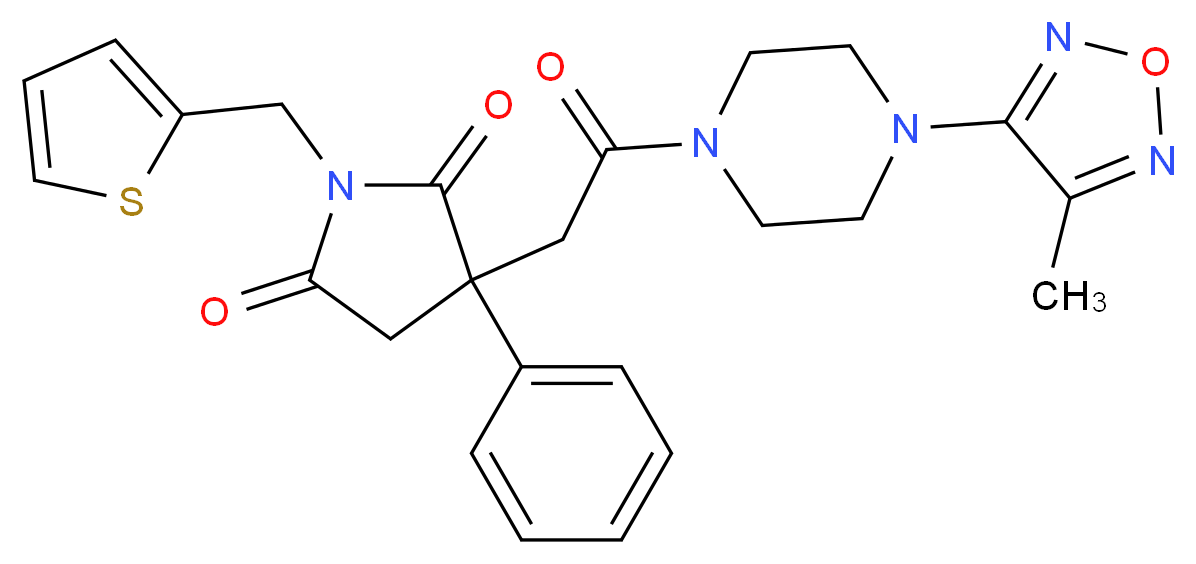 3-{2-[4-(4-methyl-1,2,5-oxadiazol-3-yl)-1-piperazinyl]-2-oxoethyl}-3-phenyl-1-(2-thienylmethyl)-2,5-pyrrolidinedione_分子结构_CAS_)