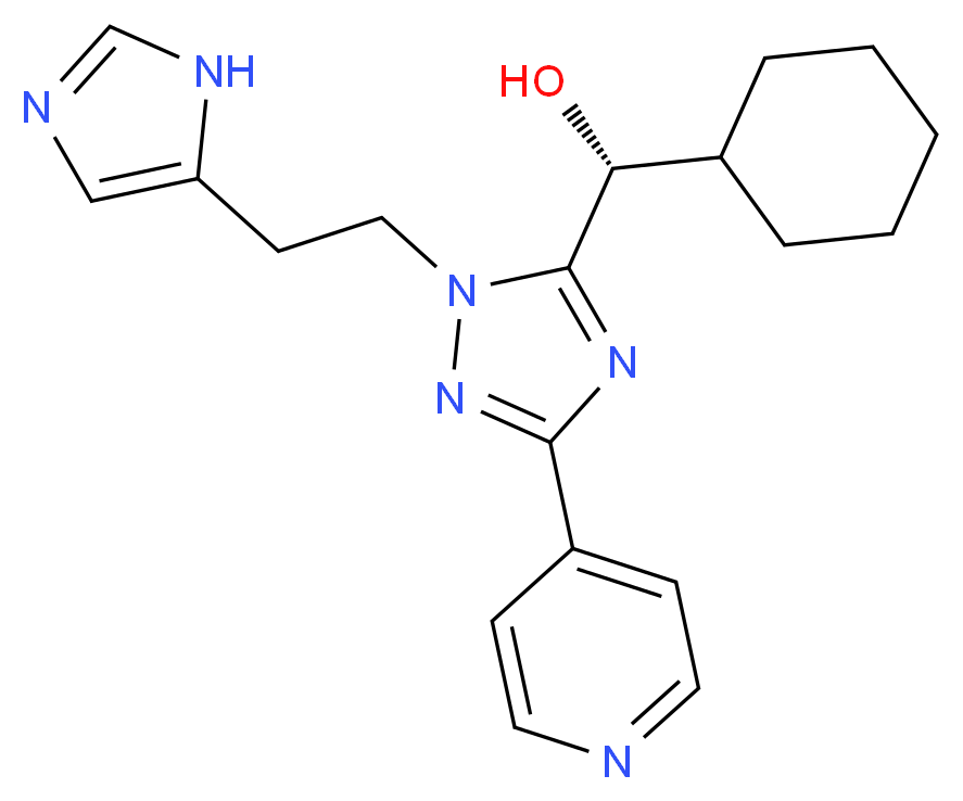 (R)-cyclohexyl{1-[2-(1H-imidazol-5-yl)ethyl]-3-pyridin-4-yl-1H-1,2,4-triazol-5-yl}methanol_分子结构_CAS_)