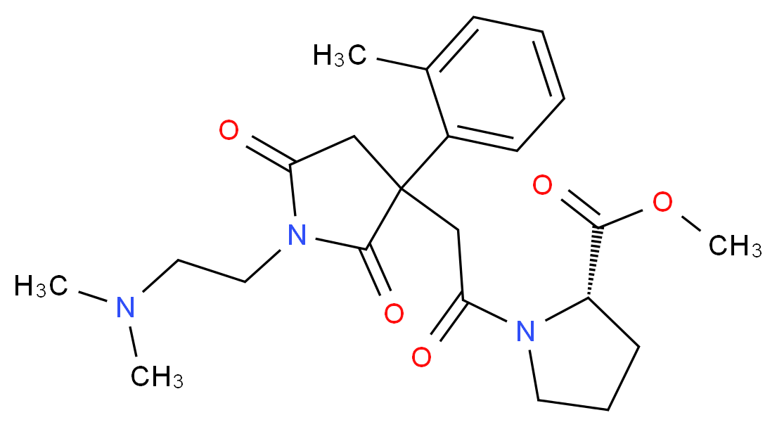 methyl 1-{[1-[2-(dimethylamino)ethyl]-3-(2-methylphenyl)-2,5-dioxo-3-pyrrolidinyl]acetyl}-L-prolinate_分子结构_CAS_)