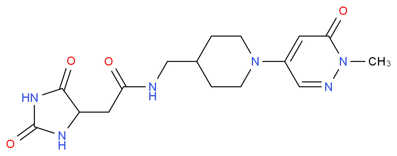 2-(2,5-dioxo-4-imidazolidinyl)-N-{[1-(1-methyl-6-oxo-1,6-dihydro-4-pyridazinyl)-4-piperidinyl]methyl}acetamide_分子结构_CAS_)