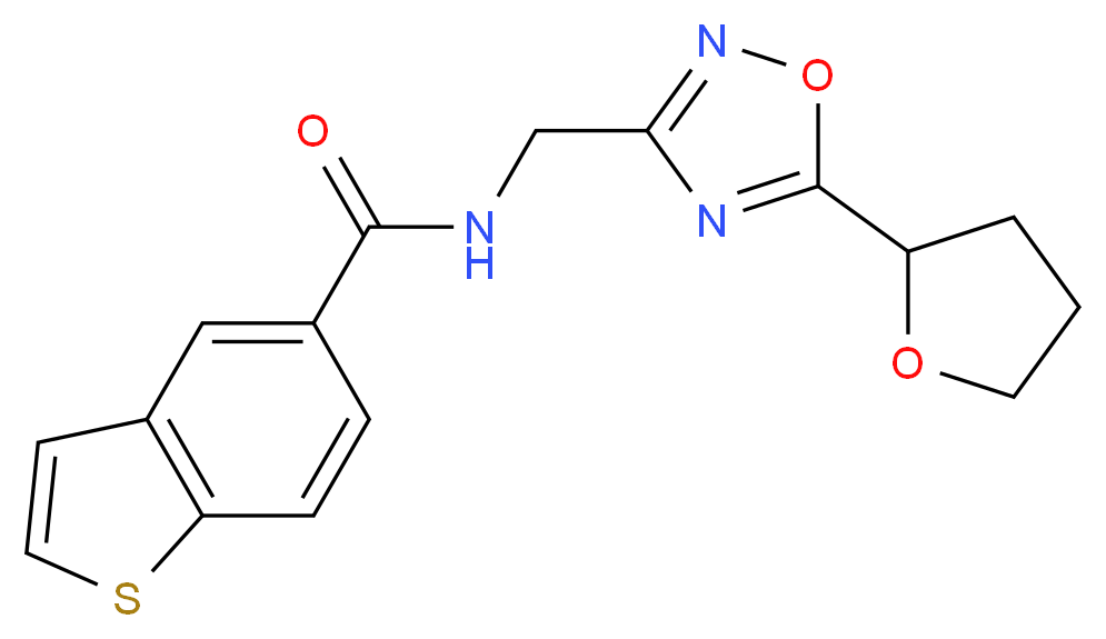 N-{[5-(tetrahydro-2-furanyl)-1,2,4-oxadiazol-3-yl]methyl}-1-benzothiophene-5-carboxamide_分子结构_CAS_)
