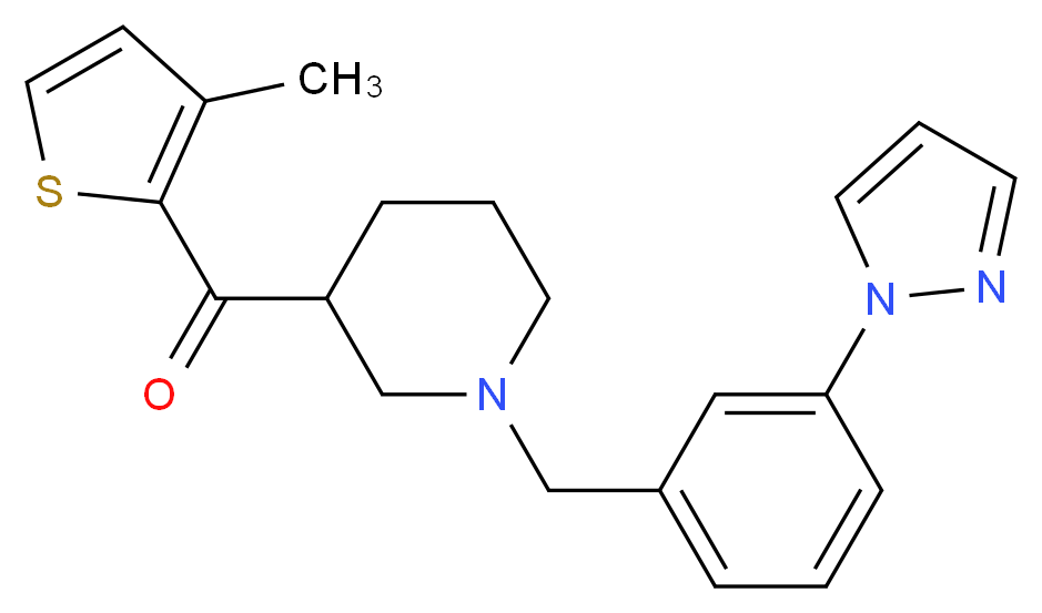 (3-methyl-2-thienyl){1-[3-(1H-pyrazol-1-yl)benzyl]-3-piperidinyl}methanone_分子结构_CAS_)