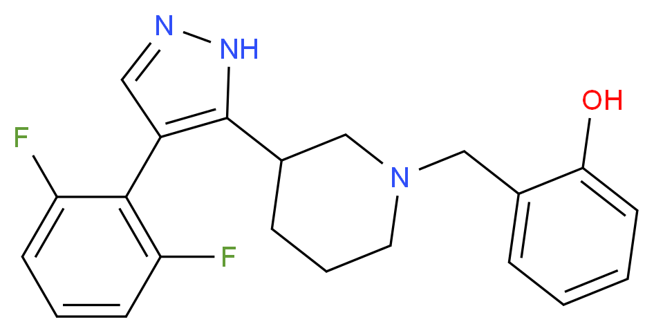 2-({3-[4-(2,6-difluorophenyl)-1H-pyrazol-5-yl]-1-piperidinyl}methyl)phenol_分子结构_CAS_)