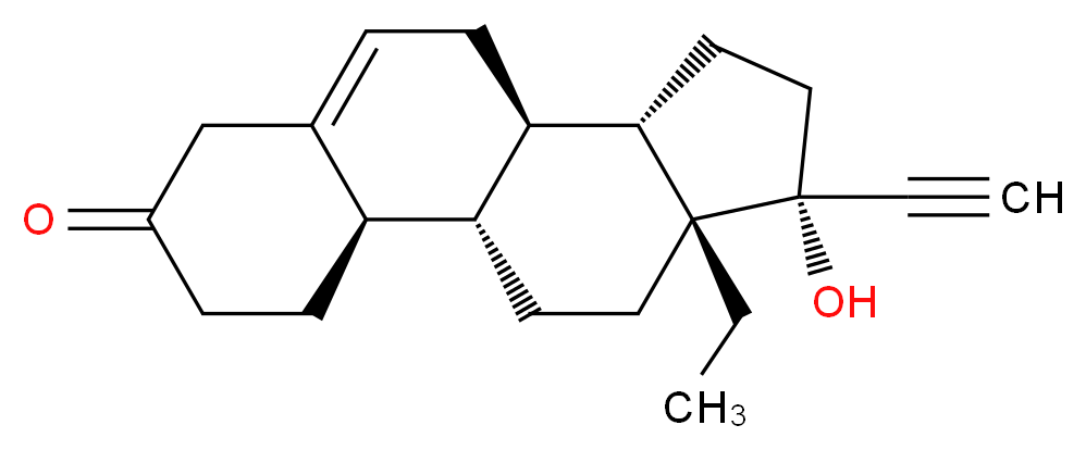 (1S,2R,10R,11S,14R,15R)-15-ethyl-14-ethynyl-14-hydroxytetracyclo[8.7.0.0<sup>2</sup>,<sup>7</sup>.0<sup>1</sup><sup>1</sup>,<sup>1</sup><sup>5</sup>]heptadec-7-en-5-one_分子结构_CAS_100021-05-4