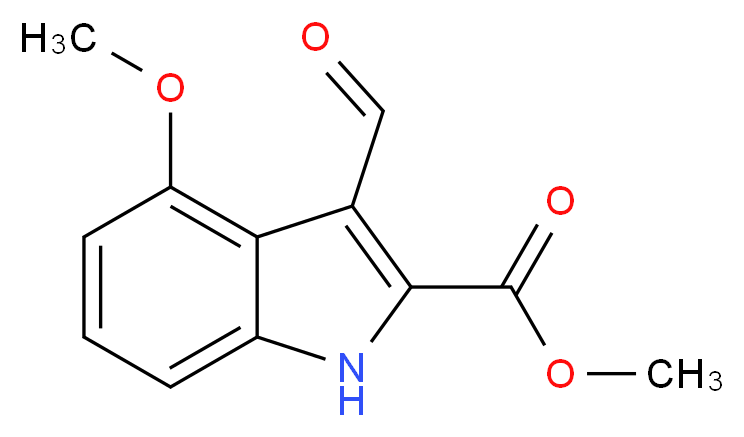 METHYL 3-FORMYL-4-METHOXY-1H-INDOLE-2-CARBOXYLATE_分子结构_CAS_858747-09-8)