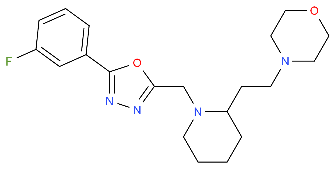 4-[2-(1-{[5-(3-fluorophenyl)-1,3,4-oxadiazol-2-yl]methyl}-2-piperidinyl)ethyl]morpholine_分子结构_CAS_)