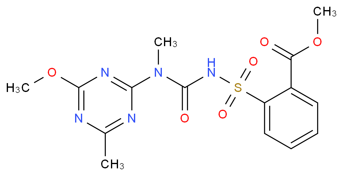 methyl 2-({[(4-methoxy-6-methyl-1,3,5-triazin-2-yl)(methyl)carbamoyl]amino}sulfonyl)benzoate_分子结构_CAS_101200-48-0