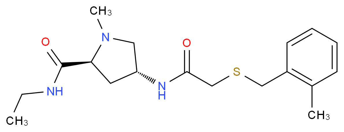 (4R)-N-ethyl-1-methyl-4-({[(2-methylbenzyl)thio]acetyl}amino)-L-prolinamide_分子结构_CAS_)