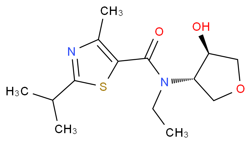 N-ethyl-N-[(3S*,4R*)-4-hydroxytetrahydro-3-furanyl]-2-isopropyl-4-methyl-1,3-thiazole-5-carboxamide_分子结构_CAS_)