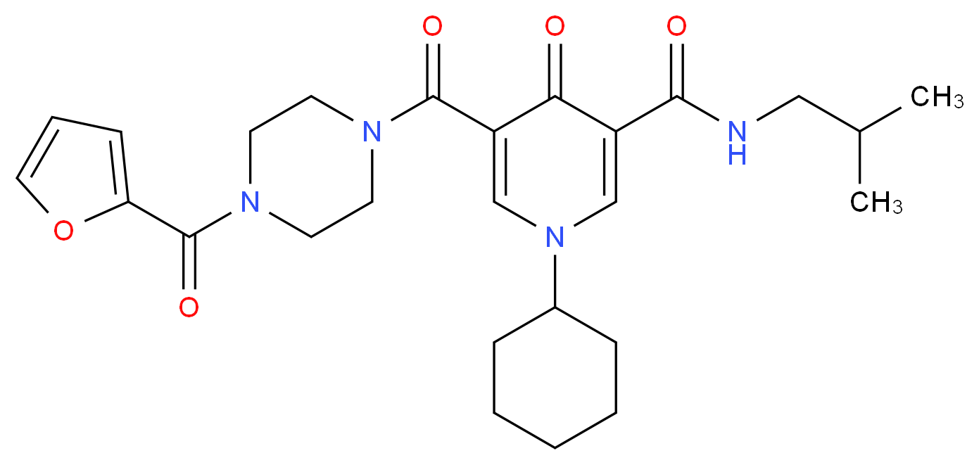 1-cyclohexyl-5-{[4-(2-furoyl)-1-piperazinyl]carbonyl}-N-isobutyl-4-oxo-1,4-dihydro-3-pyridinecarboxamide_分子结构_CAS_)
