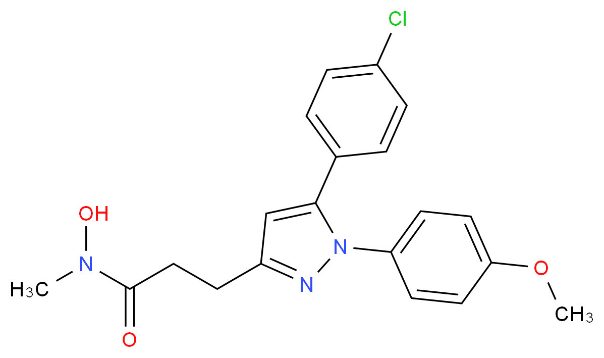 3-[5-(4-chlorophenyl)-1-(4-methoxyphenyl)-1H-pyrazol-3-yl]-N-hydroxy-N-methylpropanamide_分子结构_CAS_103475-41-8