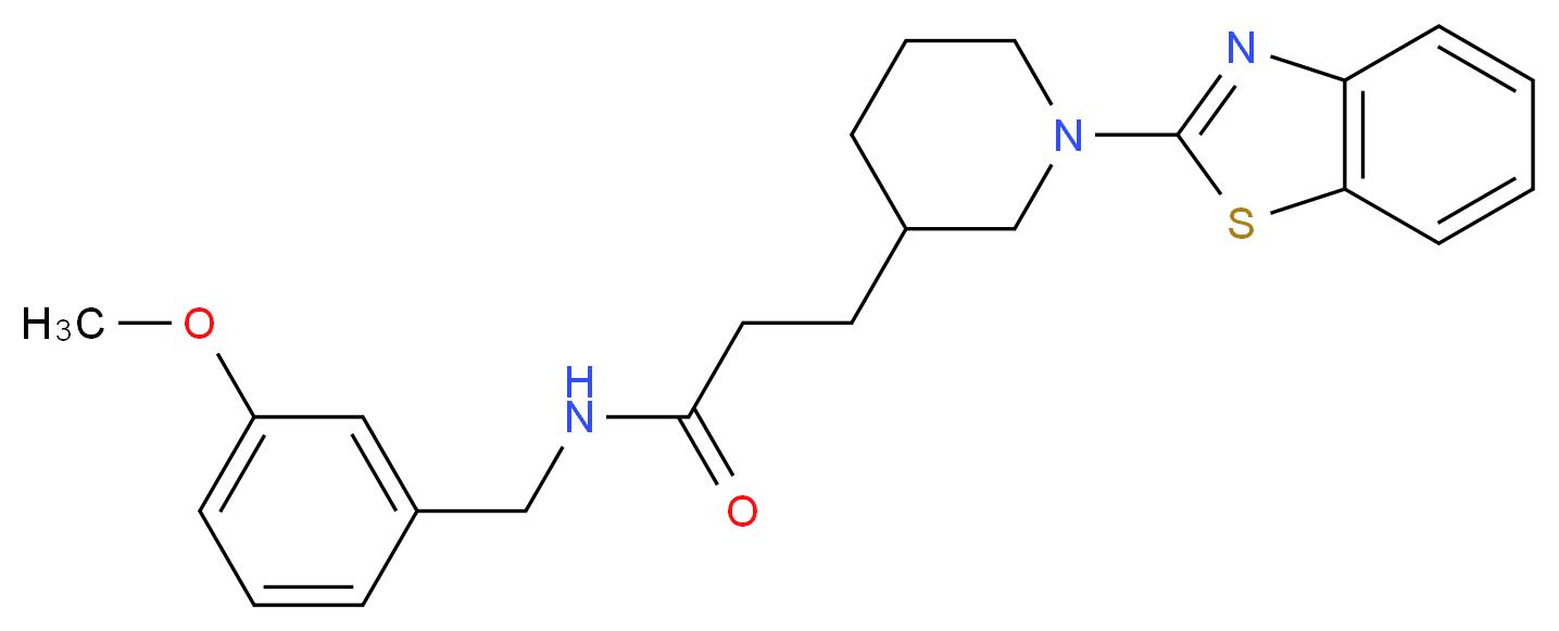 3-[1-(1,3-benzothiazol-2-yl)-3-piperidinyl]-N-(3-methoxybenzyl)propanamide_分子结构_CAS_)