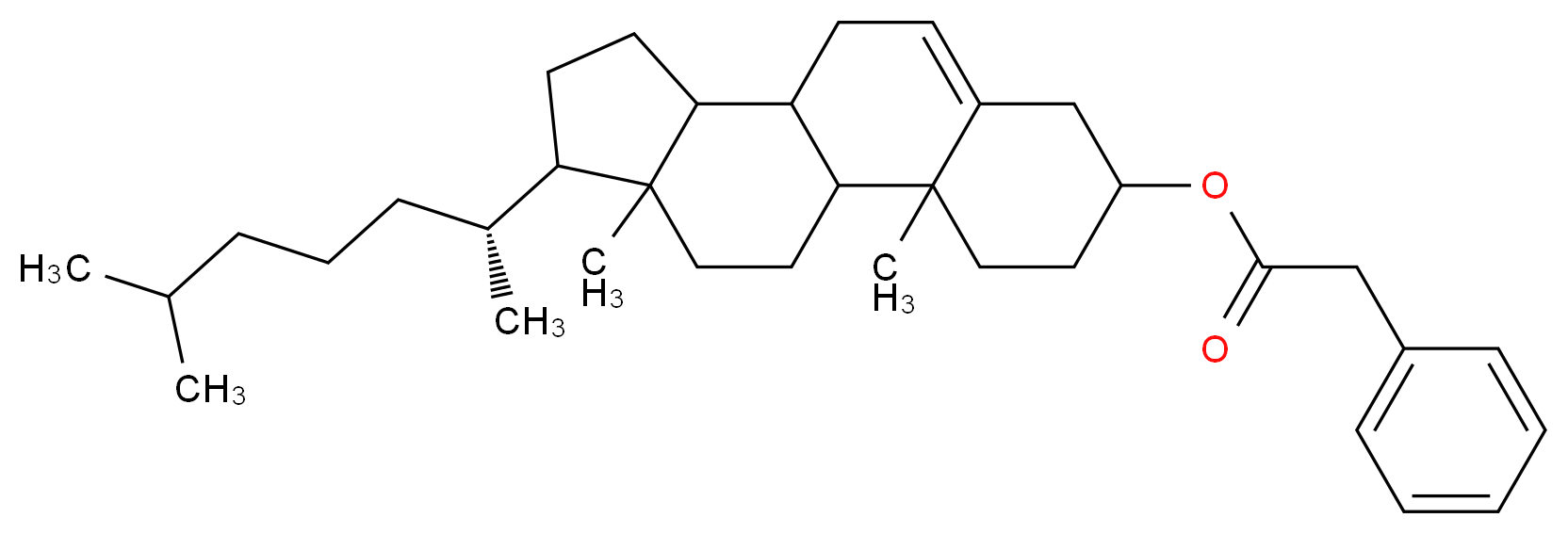 2,15-dimethyl-14-[(2R)-6-methylheptan-2-yl]tetracyclo[8.7.0.0<sup>2</sup>,<sup>7</sup>.0<sup>1</sup><sup>1</sup>,<sup>1</sup><sup>5</sup>]heptadec-7-en-5-yl 2-phenylacetate_分子结构_CAS_33998-26-4