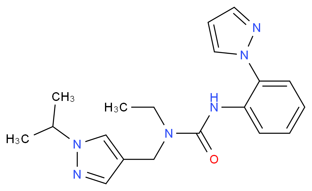 N-ethyl-N-[(1-isopropyl-1H-pyrazol-4-yl)methyl]-N'-[2-(1H-pyrazol-1-yl)phenyl]urea_分子结构_CAS_)