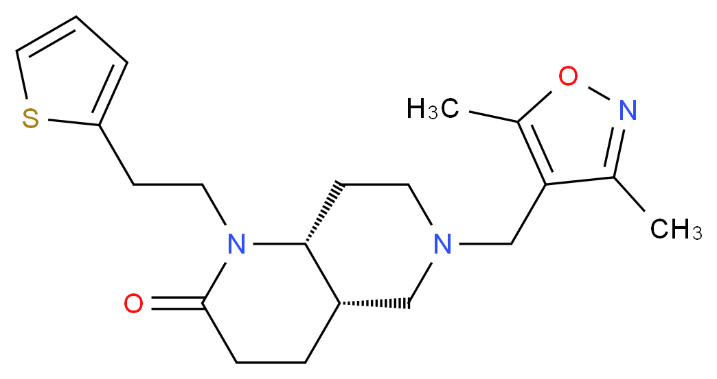 (4aS*,8aR*)-6-[(3,5-dimethylisoxazol-4-yl)methyl]-1-[2-(2-thienyl)ethyl]octahydro-1,6-naphthyridin-2(1H)-one_分子结构_CAS_)