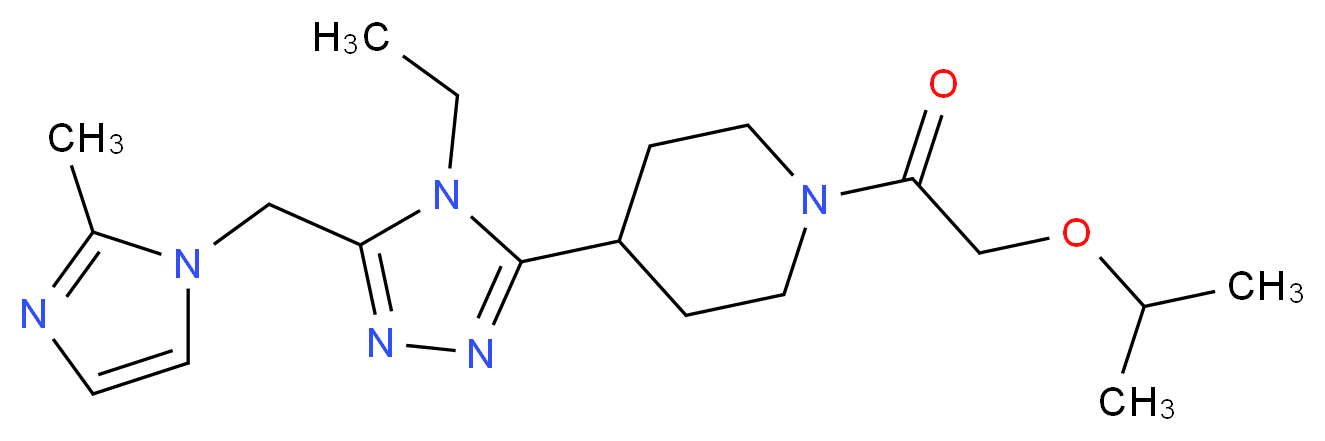4-{4-ethyl-5-[(2-methyl-1H-imidazol-1-yl)methyl]-4H-1,2,4-triazol-3-yl}-1-(isopropoxyacetyl)piperidine_分子结构_CAS_)