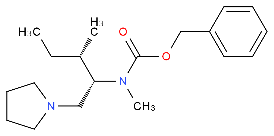 (S)-Methyl-(2-methyl-1-pyrrolidin-1-ylmethyl-butyl)-carbamic acid benzyl ester_分子结构_CAS_)