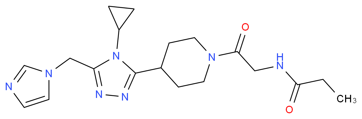 N-(2-{4-[4-cyclopropyl-5-(1H-imidazol-1-ylmethyl)-4H-1,2,4-triazol-3-yl]piperidin-1-yl}-2-oxoethyl)propanamide (non-preferred name)_分子结构_CAS_)