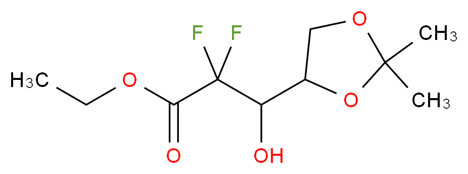 ethyl 3-(2,2-dimethyl-1,3-dioxolan-4-yl)-2,2-difluoro-3-hydroxypropanoate_分子结构_CAS_95058-92-7