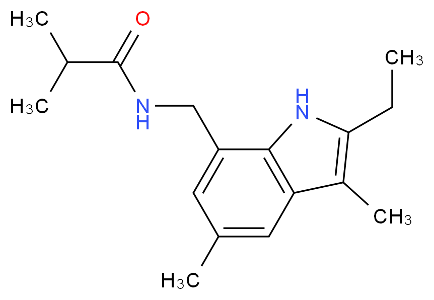 N-[(2-ethyl-3,5-dimethyl-1H-indol-7-yl)methyl]-2-methylpropanamide_分子结构_CAS_)