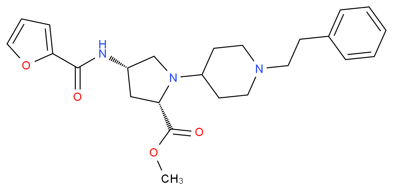 methyl (4S)-4-(2-furoylamino)-1-[1-(2-phenylethyl)-4-piperidinyl]-L-prolinate_分子结构_CAS_)