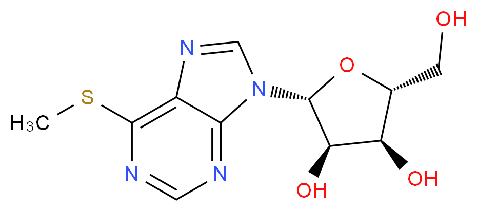 (2R,3S,4R,5R)-2-(hydroxymethyl)-5-[6-(methylsulfanyl)-9H-purin-9-yl]oxolane-3,4-diol_分子结构_CAS_342-69-8