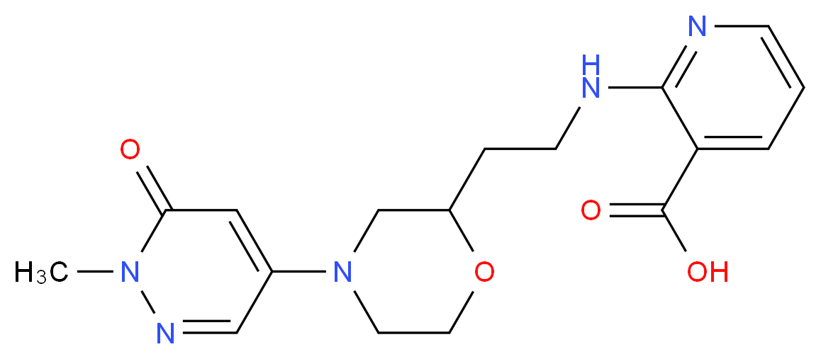 2-({2-[4-(1-methyl-6-oxo-1,6-dihydro-4-pyridazinyl)-2-morpholinyl]ethyl}amino)nicotinic acid_分子结构_CAS_)