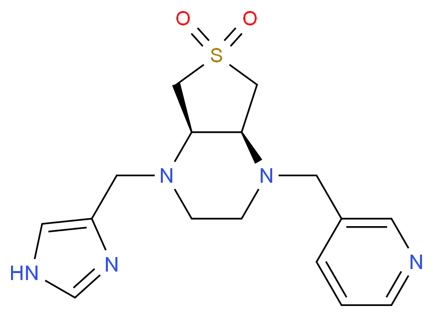 (4aS*,7aR*)-1-(1H-imidazol-4-ylmethyl)-4-(3-pyridinylmethyl)octahydrothieno[3,4-b]pyrazine 6,6-dioxide_分子结构_CAS_)