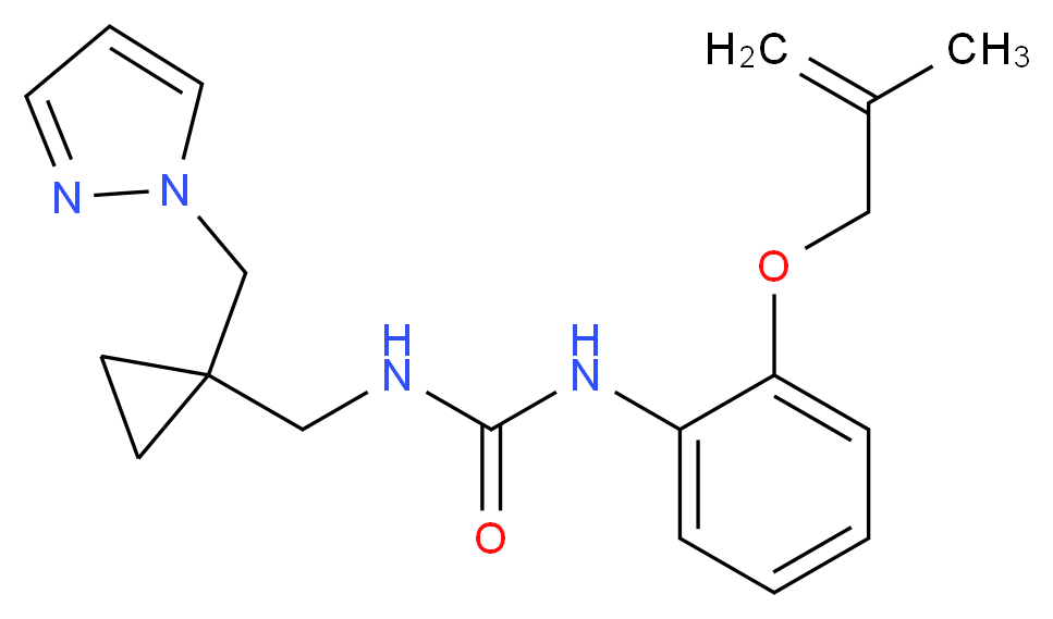 N-{2-[(2-methylprop-2-en-1-yl)oxy]phenyl}-N'-{[1-(1H-pyrazol-1-ylmethyl)cyclopropyl]methyl}urea_分子结构_CAS_)