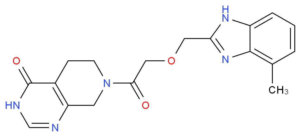 7-{[(4-methyl-1H-benzimidazol-2-yl)methoxy]acetyl}-5,6,7,8-tetrahydropyrido[3,4-d]pyrimidin-4(3H)-one_分子结构_CAS_)