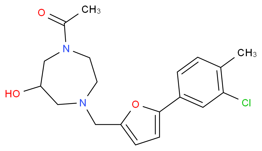 1-acetyl-4-{[5-(3-chloro-4-methylphenyl)-2-furyl]methyl}-1,4-diazepan-6-ol_分子结构_CAS_)