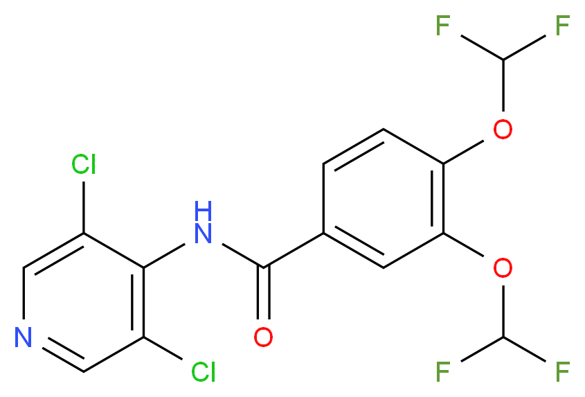 N-(3,5-dichloropyridin-4-yl)-3,4-bis(difluoromethoxy)benzamide_分子结构_CAS_162401-30-1