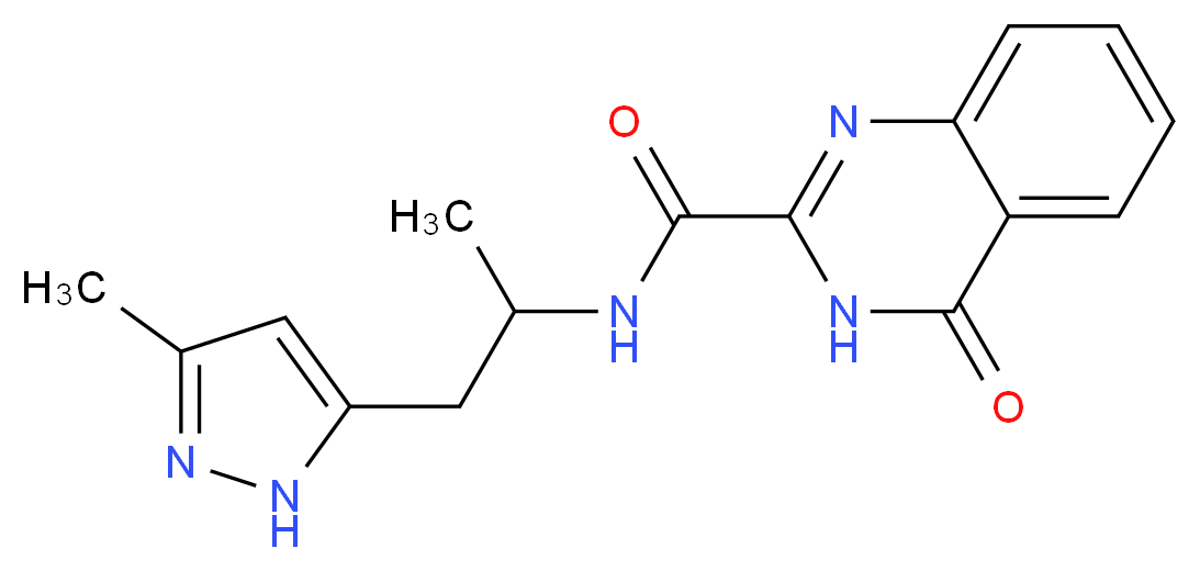 N-[1-methyl-2-(3-methyl-1H-pyrazol-5-yl)ethyl]-4-oxo-3,4-dihydroquinazoline-2-carboxamide_分子结构_CAS_)