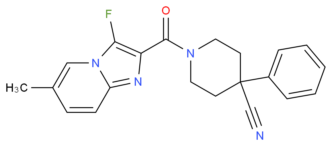 1-[(3-fluoro-6-methylimidazo[1,2-a]pyridin-2-yl)carbonyl]-4-phenylpiperidine-4-carbonitrile_分子结构_CAS_)