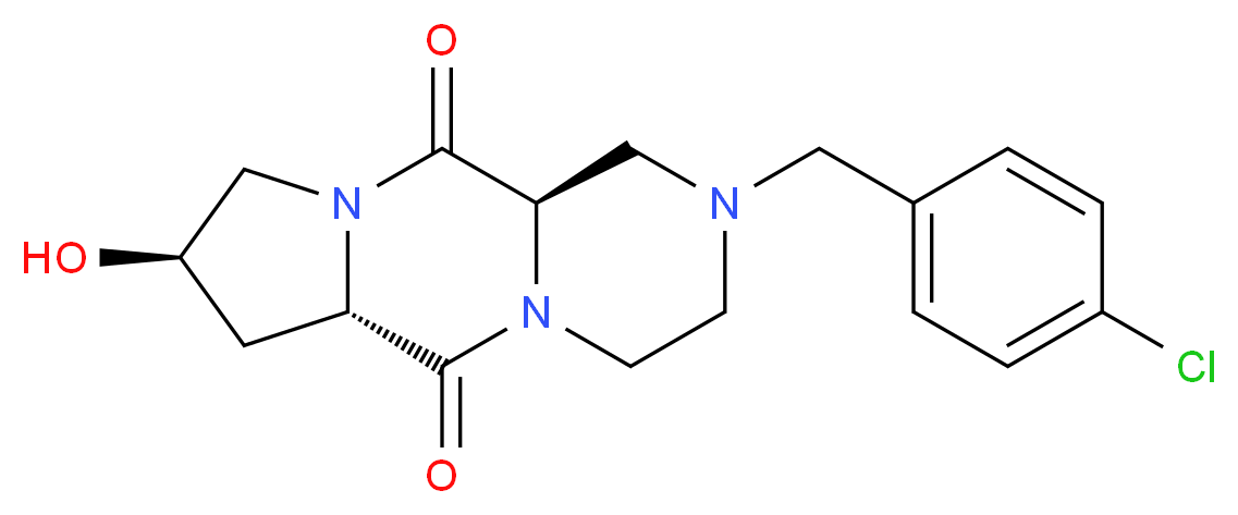 (6aS,8R,11aR)-2-(4-chlorobenzyl)-8-hydroxyoctahydro-6H-pyrazino[1,2-a]pyrrolo[1,2-d]pyrazine-6,11(2H)-dione_分子结构_CAS_)