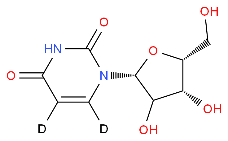 1-[(2R,4R,5R)-3,4-dihydroxy-5-(hydroxymethyl)oxolan-2-yl]-1,2,3,4-tetrahydro(5,6-<sup>2</sup>H<sub>2</sub>)pyrimidine-2,4-dione_分子结构_CAS_40632-21-1