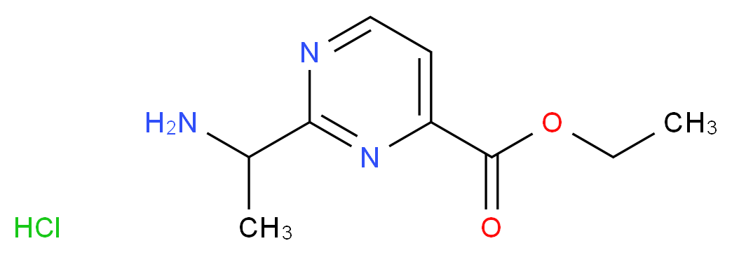 ethyl 2-(1-aminoethyl)pyrimidine-4-carboxylate hydrochloride_分子结构_CAS_1196155-11-9