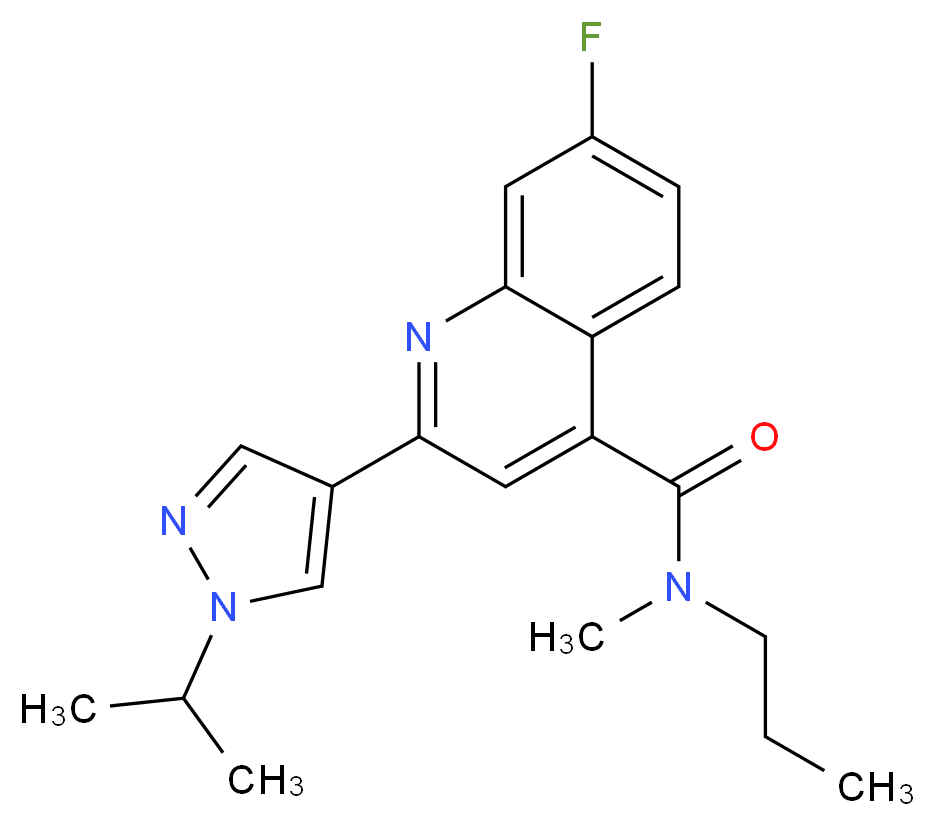 7-fluoro-2-(1-isopropyl-1H-pyrazol-4-yl)-N-methyl-N-propylquinoline-4-carboxamide_分子结构_CAS_)
