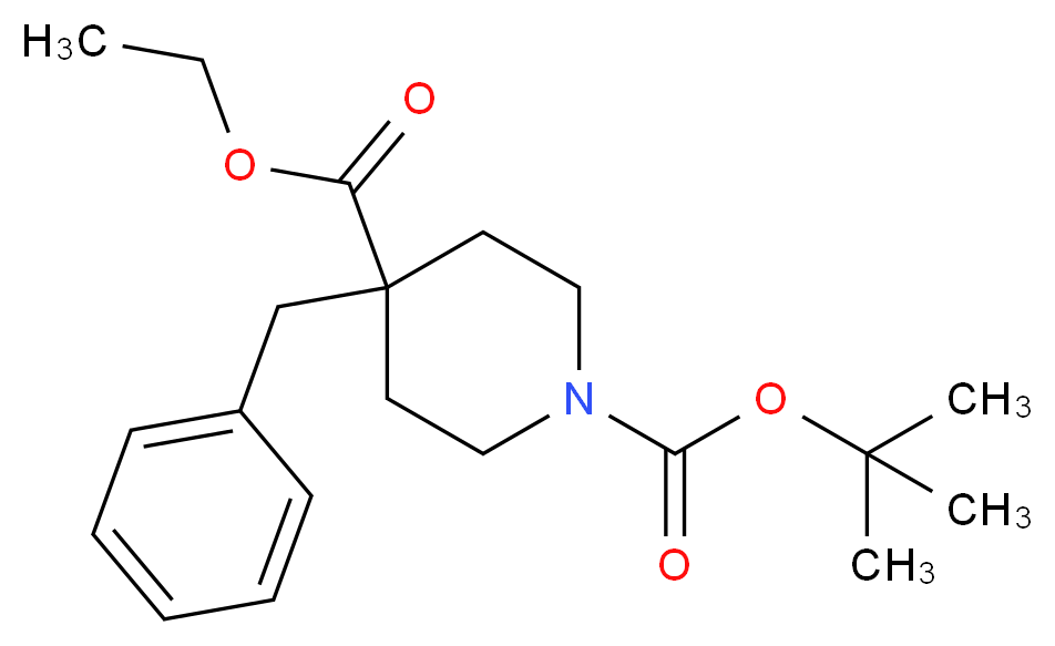 N-Boc-4-苄基哌啶-4-羧酸乙酯_分子结构_CAS_167263-10-7)