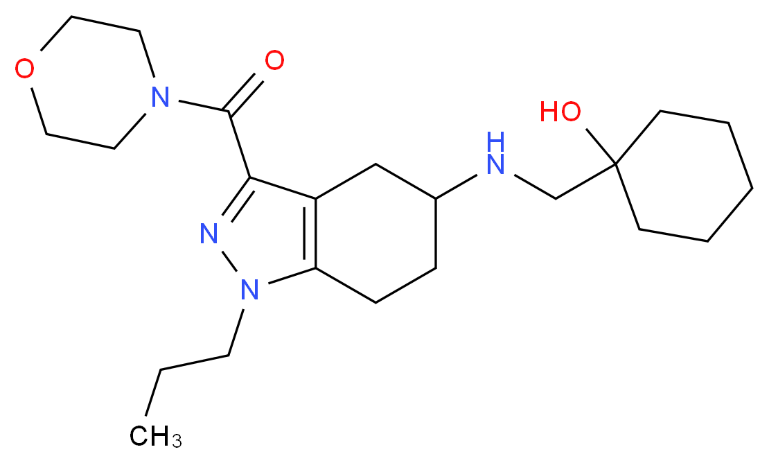 1-({[3-(4-morpholinylcarbonyl)-1-propyl-4,5,6,7-tetrahydro-1H-indazol-5-yl]amino}methyl)cyclohexanol_分子结构_CAS_)