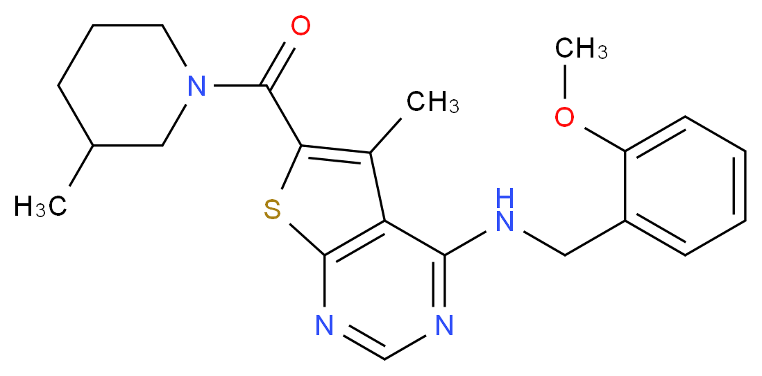 N-(2-methoxybenzyl)-5-methyl-6-[(3-methyl-1-piperidinyl)carbonyl]thieno[2,3-d]pyrimidin-4-amine_分子结构_CAS_)
