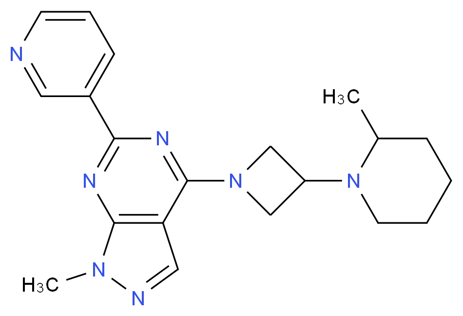 1-methyl-4-[3-(2-methyl-1-piperidinyl)-1-azetidinyl]-6-(3-pyridinyl)-1H-pyrazolo[3,4-d]pyrimidine_分子结构_CAS_)