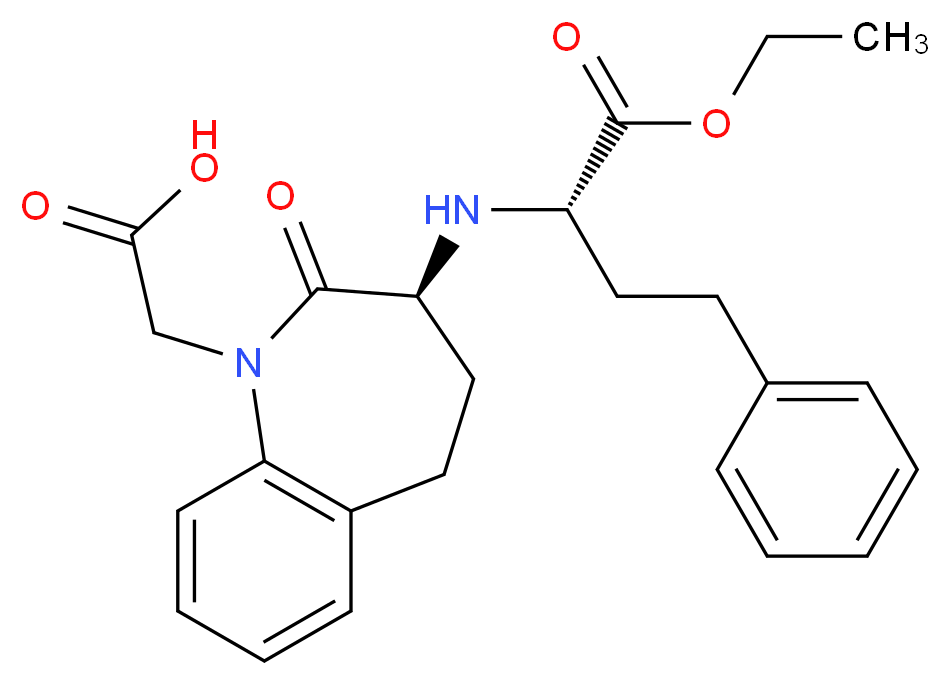 2-[(3S)-3-{[(2S)-1-ethoxy-1-oxo-4-phenylbutan-2-yl]amino}-2-oxo-2,3,4,5-tetrahydro-1H-1-benzazepin-1-yl]acetic acid_分子结构_CAS_86541-75-5