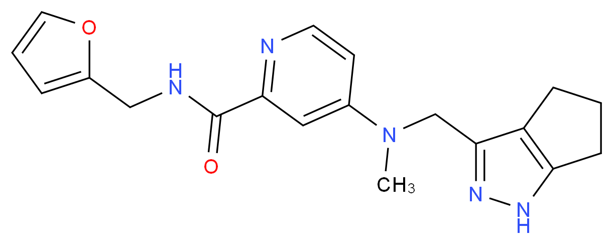 N-(2-furylmethyl)-4-[methyl(1,4,5,6-tetrahydrocyclopenta[c]pyrazol-3-ylmethyl)amino]-2-pyridinecarboxamide_分子结构_CAS_)